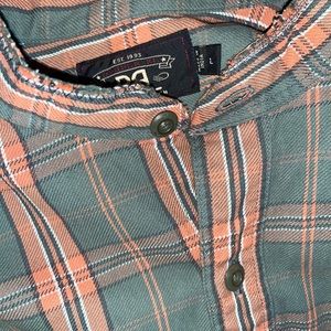 Double RL Ralph Lauren collarless flannel large